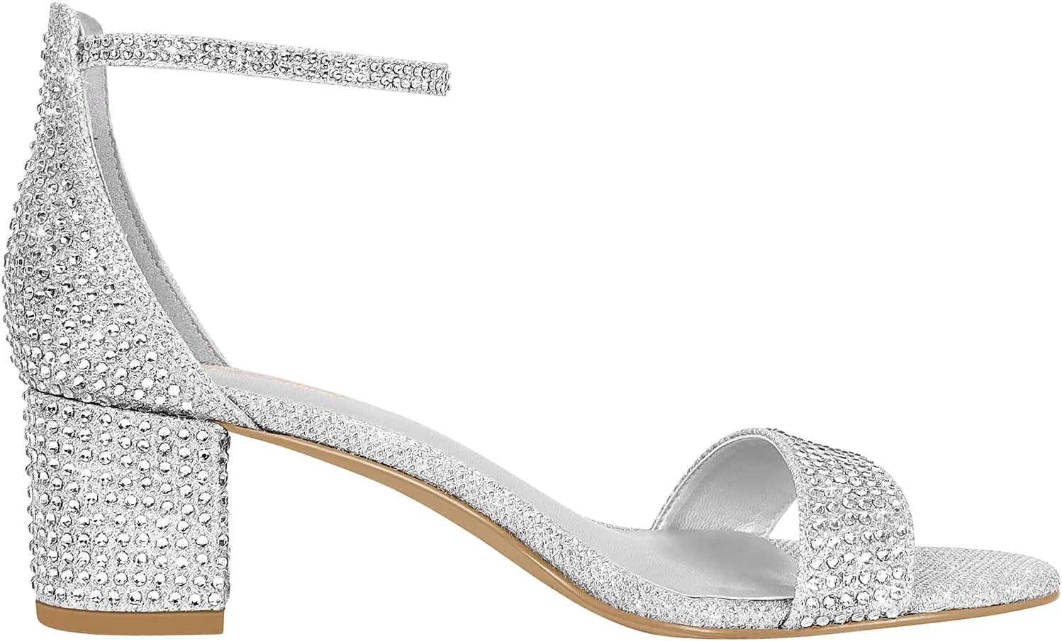 PIZZ ANNU Women's Low Block Chunky Heels Sandals Comfortable Open Toe Ankle Strap Party Dress Pump Shoes Strappy Buckle Heeled Sandal with 2 Inches Tall Thick Heel Design