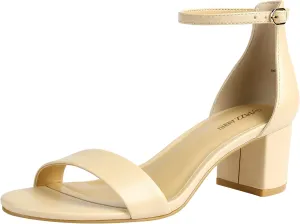 PIZZ ANNU Women's Low Block Chunky Heels Sandals Comfortable Open Toe Ankle Strap Party Dress Pump Shoes Strappy Buckle Heeled Sandal with 2 Inches Tall Thick Heel Design