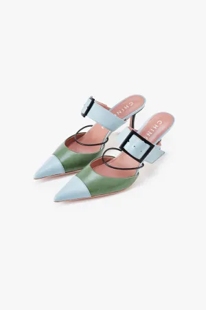 Pointed Color Block Mule Pumps