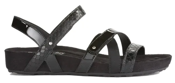 Pool Sandal: Black Textured Multi Leather/Suede Wrap I Walking Cradle