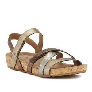 Pool Sandal: Metallic Multi Leather/Cork Wrap  I Walking Cradle