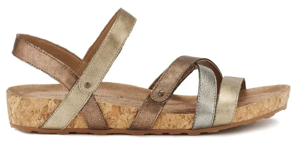 Pool Sandal: Metallic Multi Leather/Cork Wrap  I Walking Cradle
