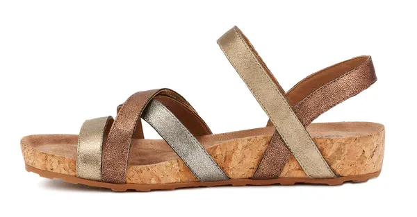 Pool Sandal: Metallic Multi Leather/Cork Wrap  I Walking Cradle