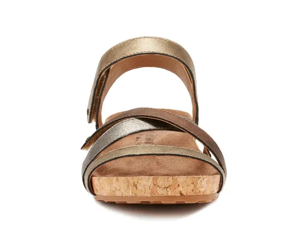 Pool Sandal: Metallic Multi Leather/Cork Wrap  I Walking Cradle
