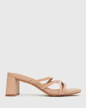 PRAISE Strappy Block Heel Mules
