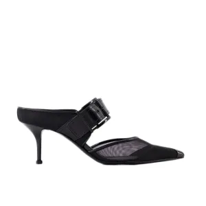 Punk Buckle Mule - Black - Leather
