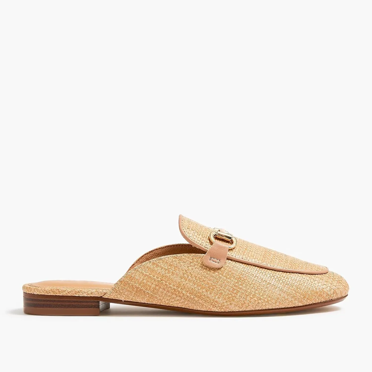 Raffia Mules for Women Almond Toe Woven Flats Slip on Comfort Backless Loafers Buckle Mule Shoes