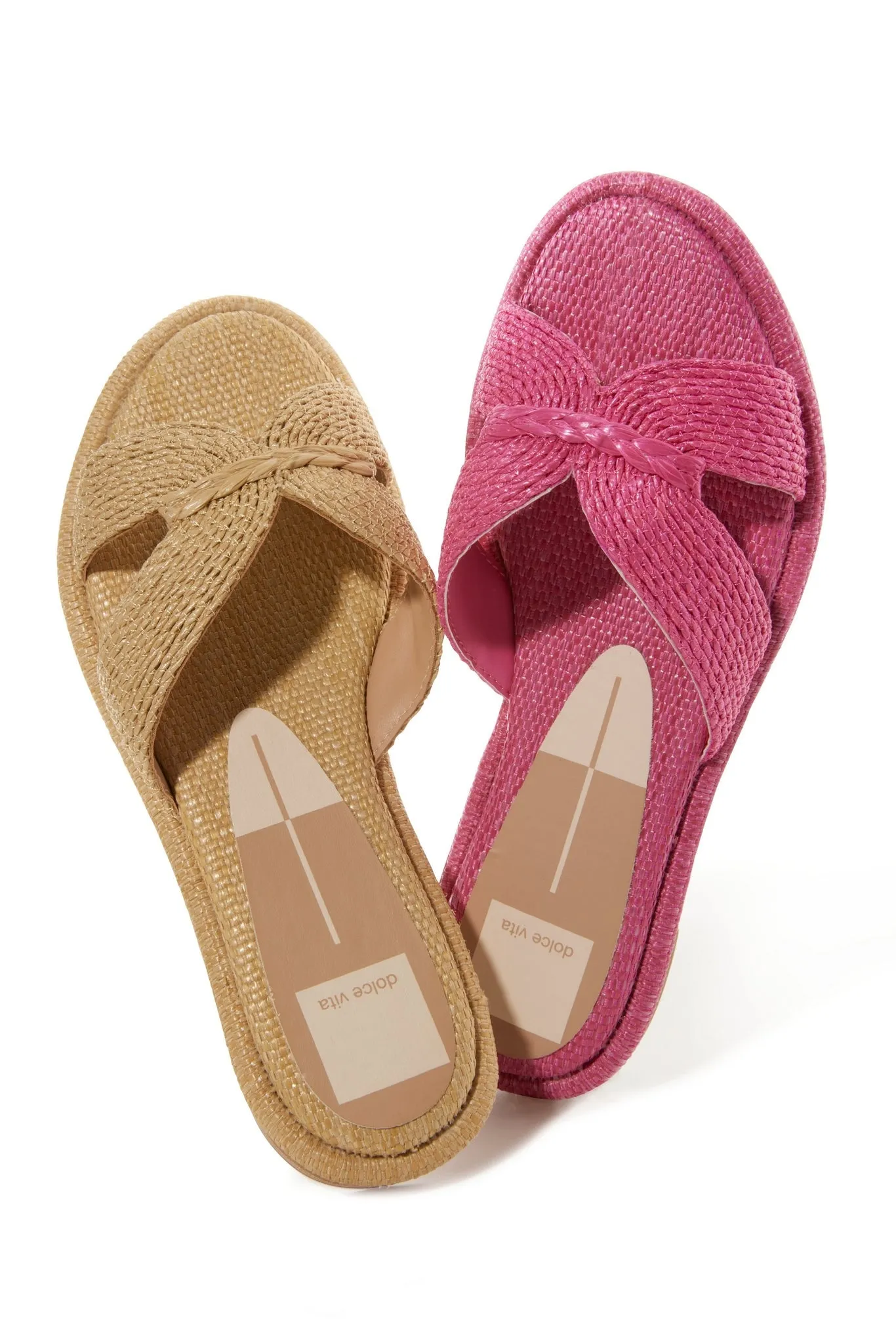Raffia Slide Sandal Pink