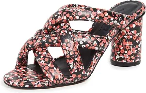 Rebecca Minkoff Women's Amandine Strappy Mules, Red Floral Print, 9.5 Medium US