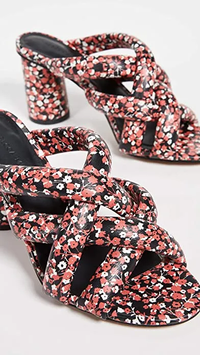 Rebecca Minkoff Women's Amandine Strappy Mules, Red Floral Print, 9.5 Medium US