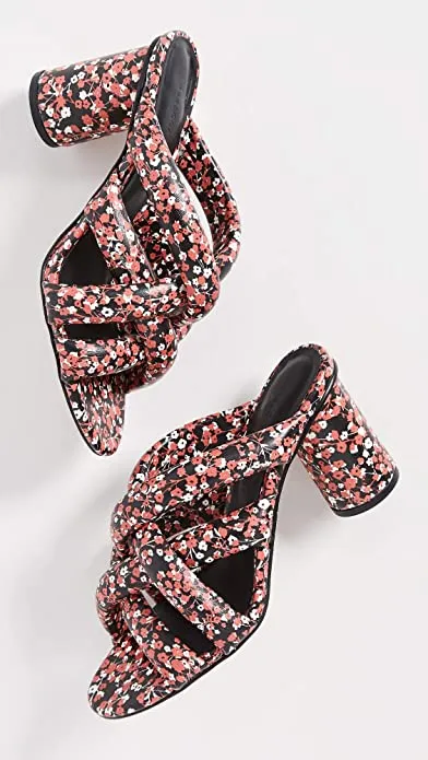 Rebecca Minkoff Women's Amandine Strappy Mules, Red Floral Print, 9.5 Medium US