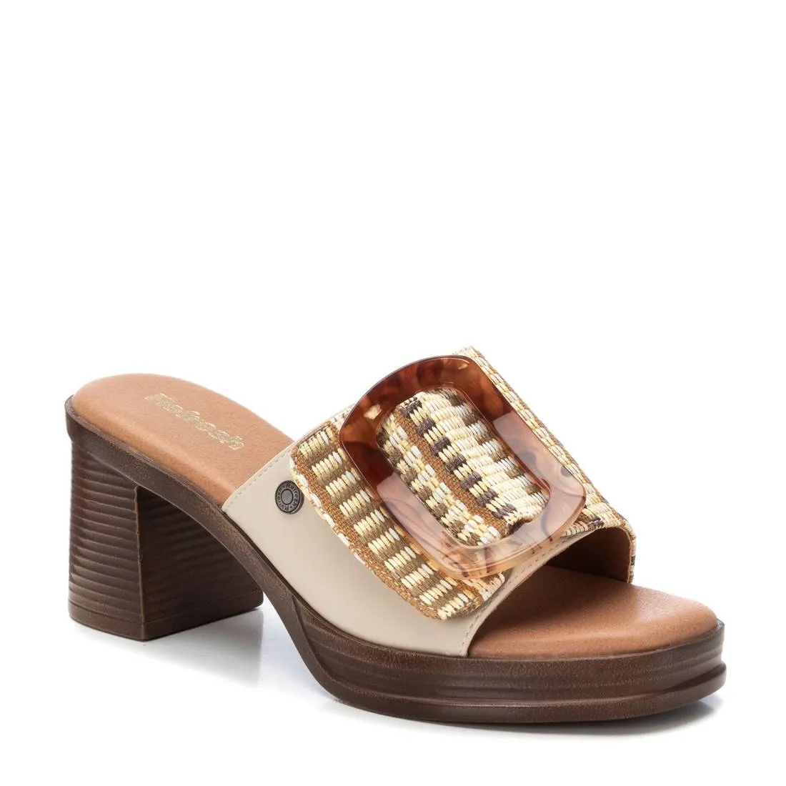 REFRESH - 172522 MEDIUM HEEL MULE - BEIGE MULTI