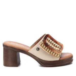 REFRESH - 172522 MEDIUM HEEL MULE - BEIGE MULTI