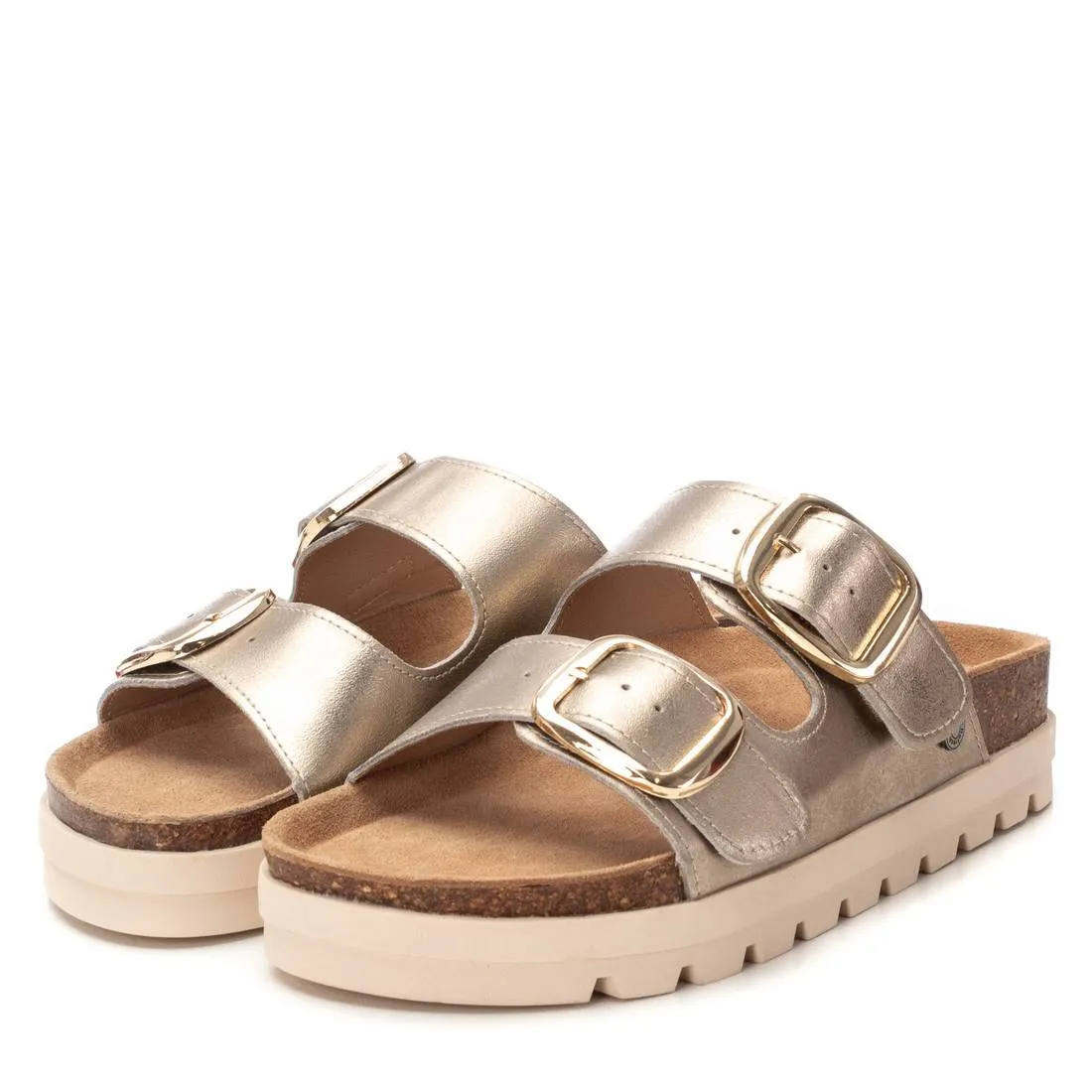 REFRESH - 172721 DOUBLE STRAP FLAT MULE - GOLD