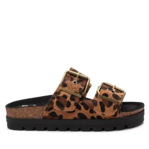 REFRESH - 172862 DOUBLE STRAP FLAT MULE - LEOPARD