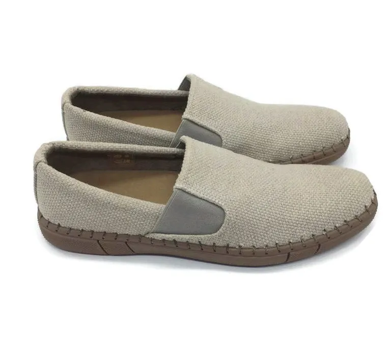 Robert Wayne Men Shoes Walking Comfort Canvas Sneakers Road Slip-On Loafer Beige