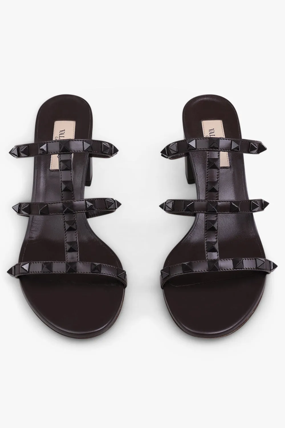ROCKSTUD THREE STRAP 60MM MULE | EBANO