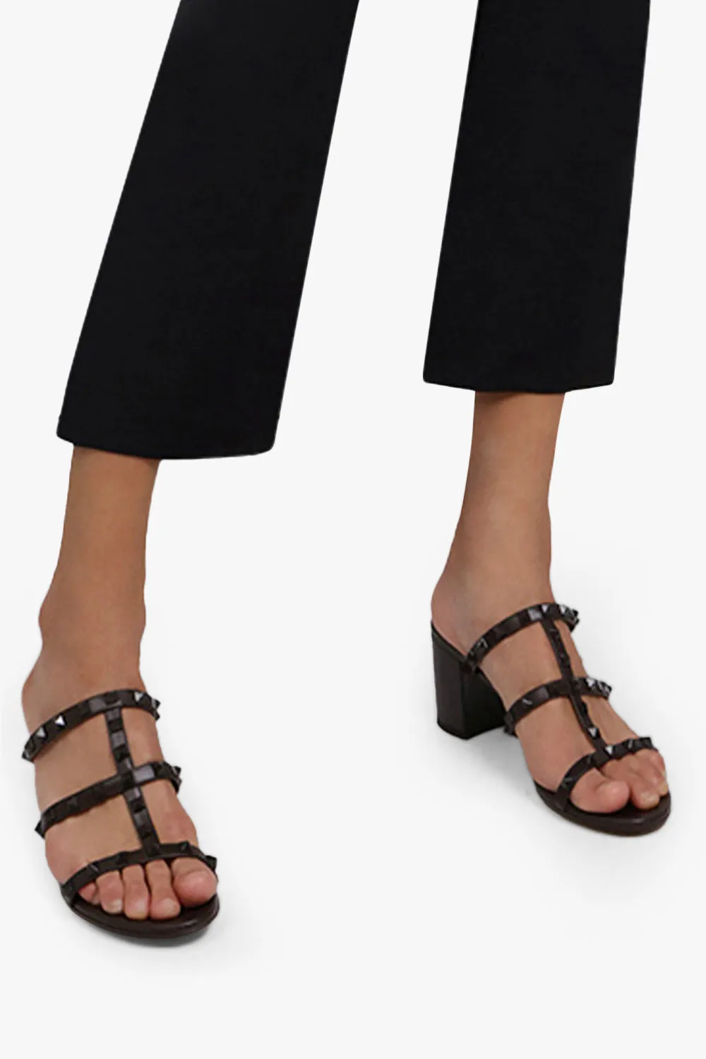 ROCKSTUD THREE STRAP 60MM MULE | EBANO