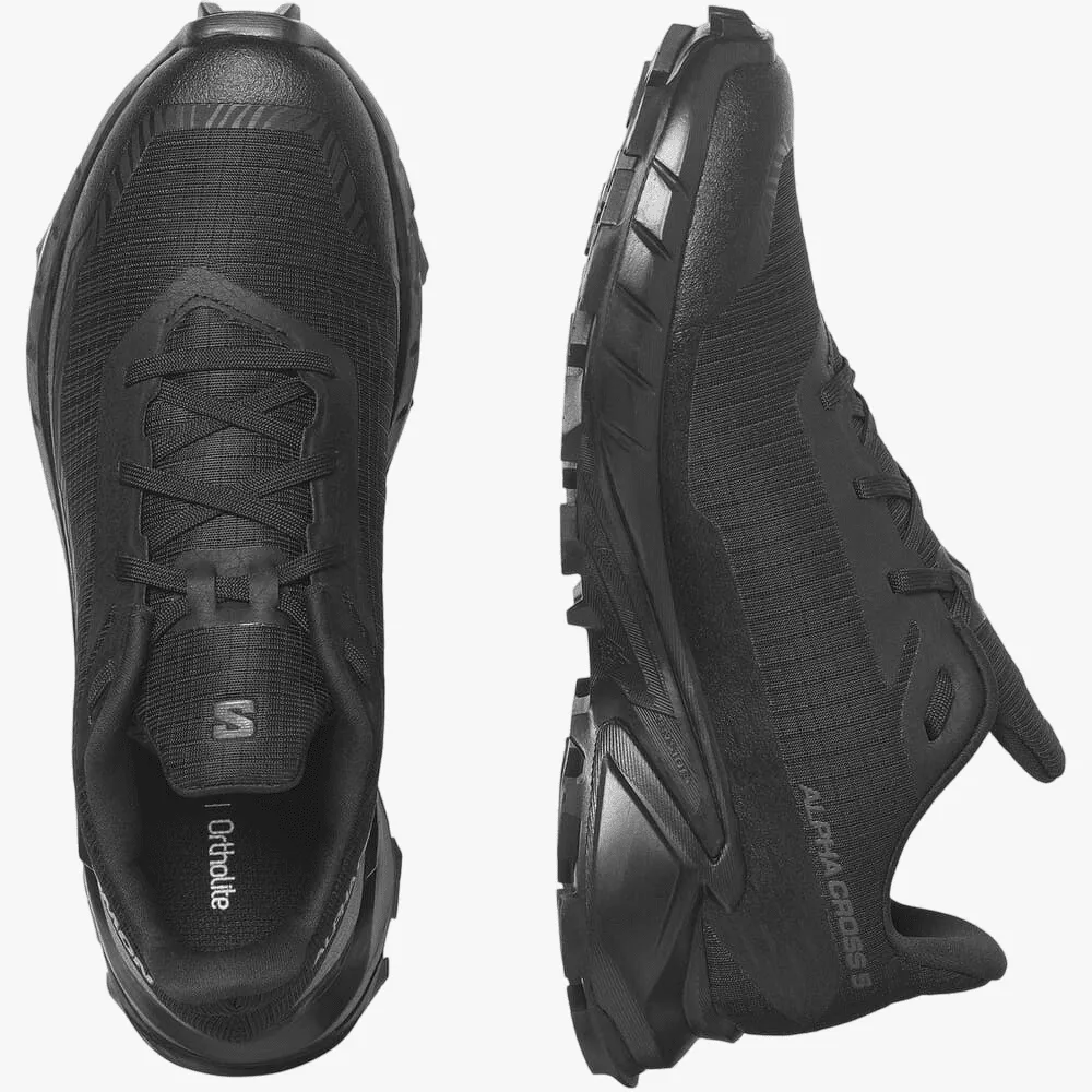 Salomon Womens Alphacross 5 Trail Sneaker Black Black Ebony