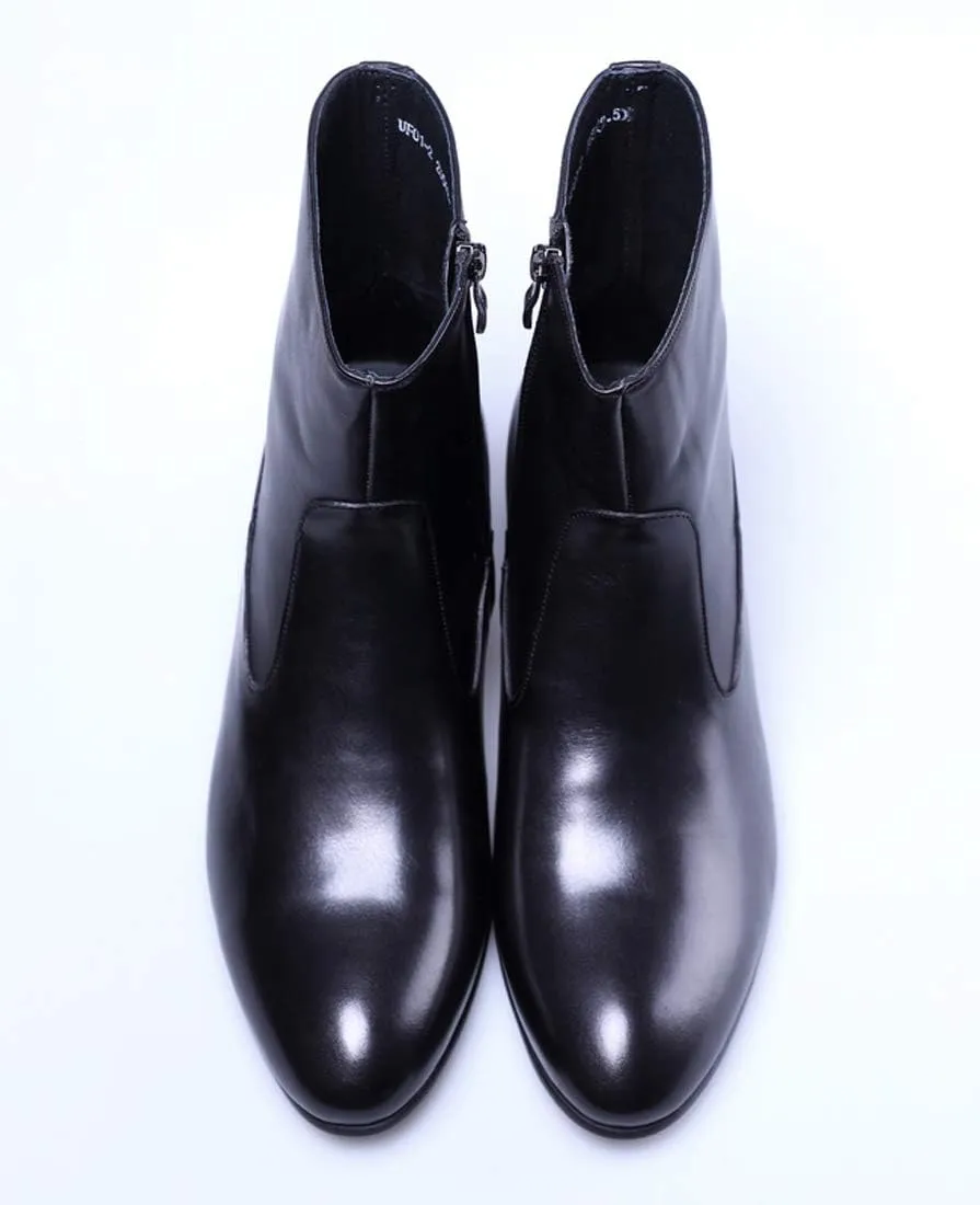 Santimon Mens Dress Boots Leather Pointed Toe Chelsea Chelsea Ankle High Boot with Side Zipper