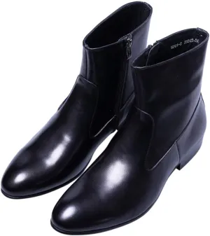 Santimon Mens Dress Boots Leather Pointed Toe Chelsea Chelsea Ankle High Boot with Side Zipper