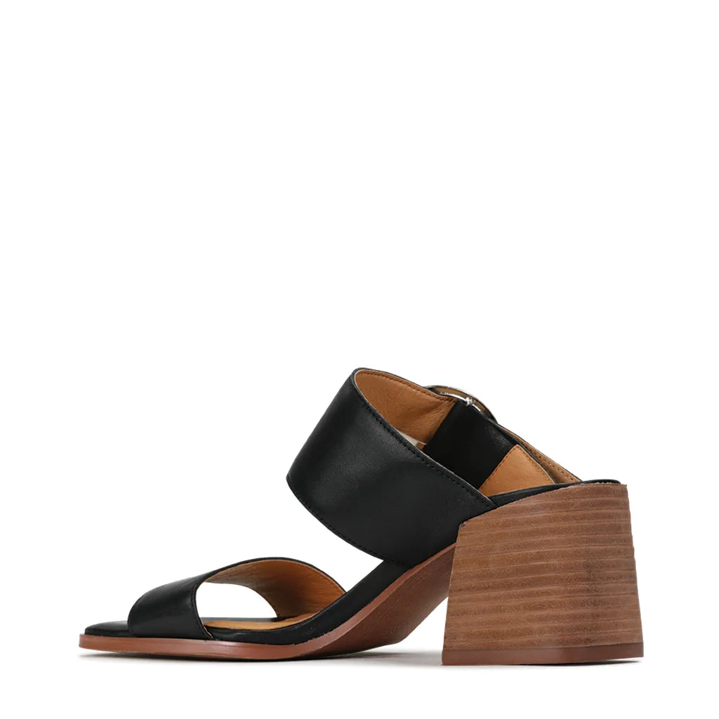SART LEATHER DOUBLE STRAP MULE SANDAL