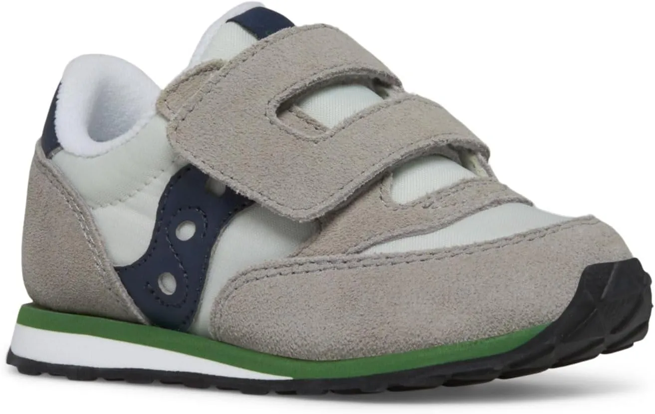 Saucony Jazz Hook & Loop Sneaker (Toddler/Little Kid), Grey/Navy/Green, 9.5 US Unisex