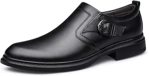 Single Season Shoes Dress Oxford for Men Slip On Round Toe Monk Strap Crocodile Embossed Vegan Leather Low Top Anti-Slip Slip Resistant Rubber Sole Casual Very Popular Among Young People Black