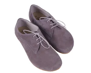 Smoked Oxford Wide Barefoot Shoes Nubuck Leather Handmade 4mm Rubber Outsole