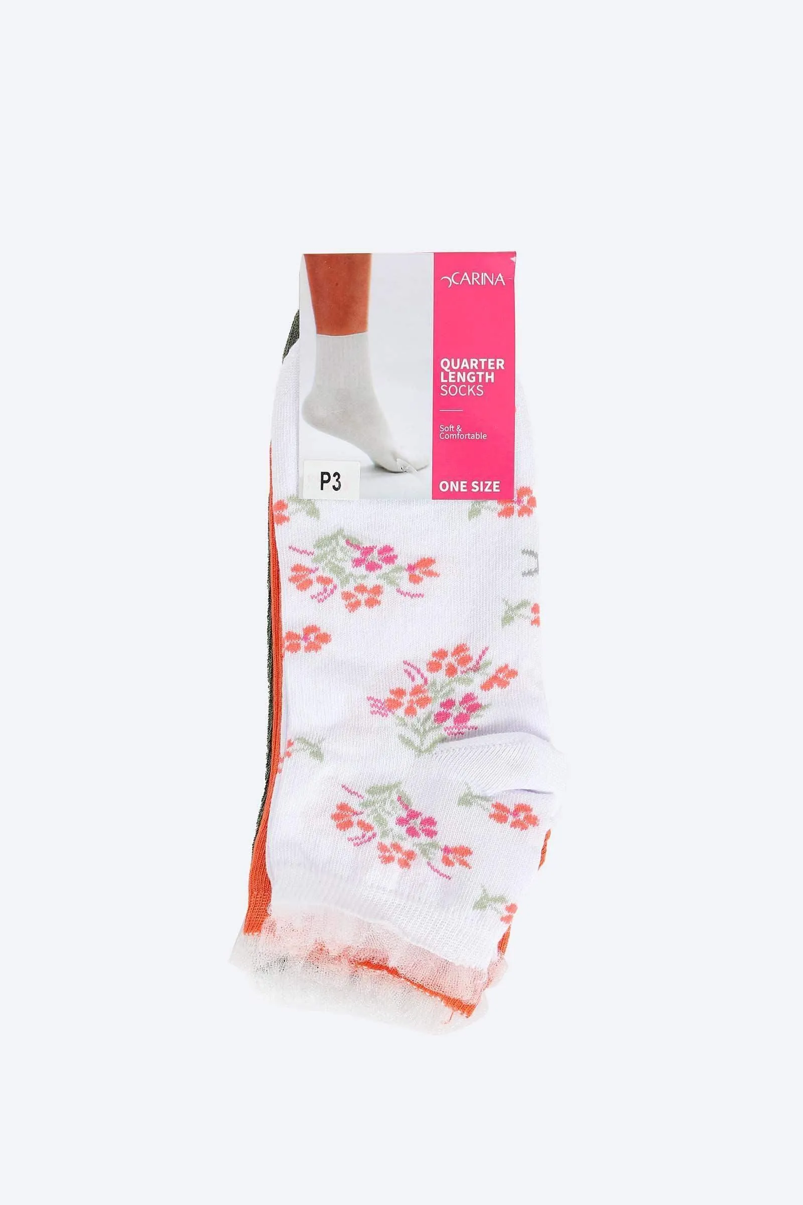 Soft Quarter Length Socks - 3 Pairs