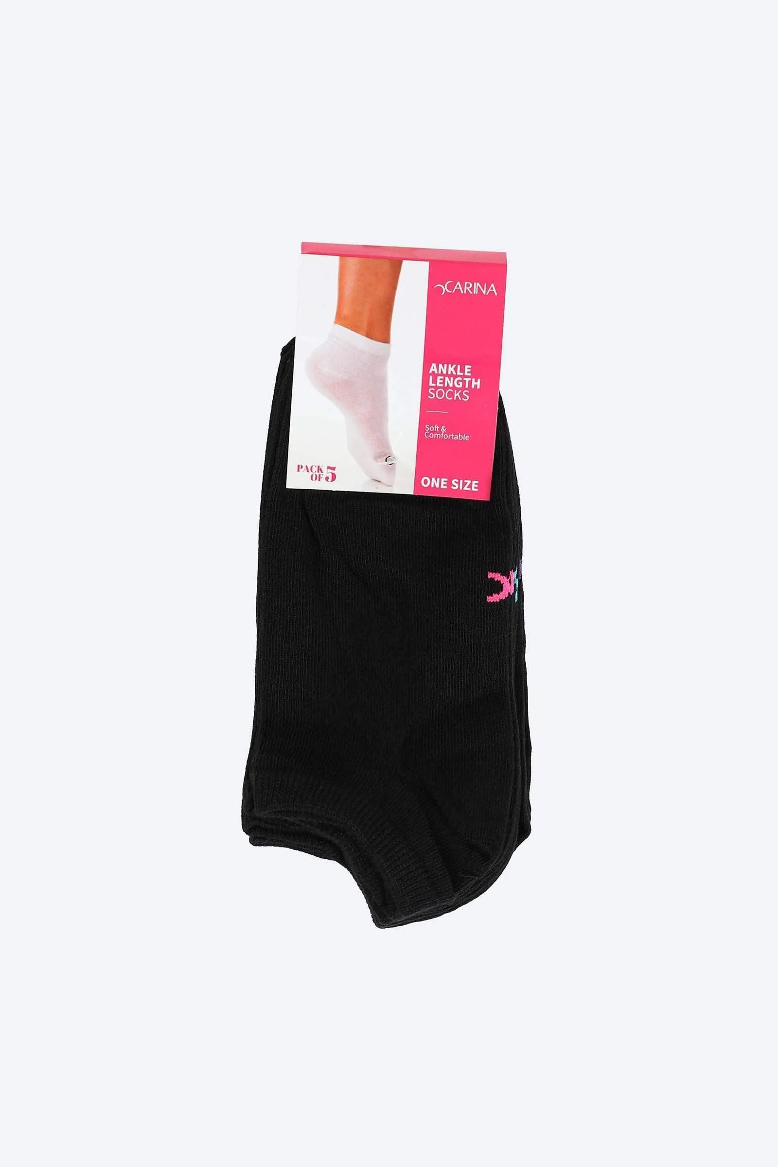 Solid Ankle Length Socks - 5 Pairs