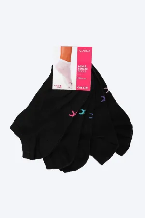 Solid Ankle Length Socks - 5 Pairs
