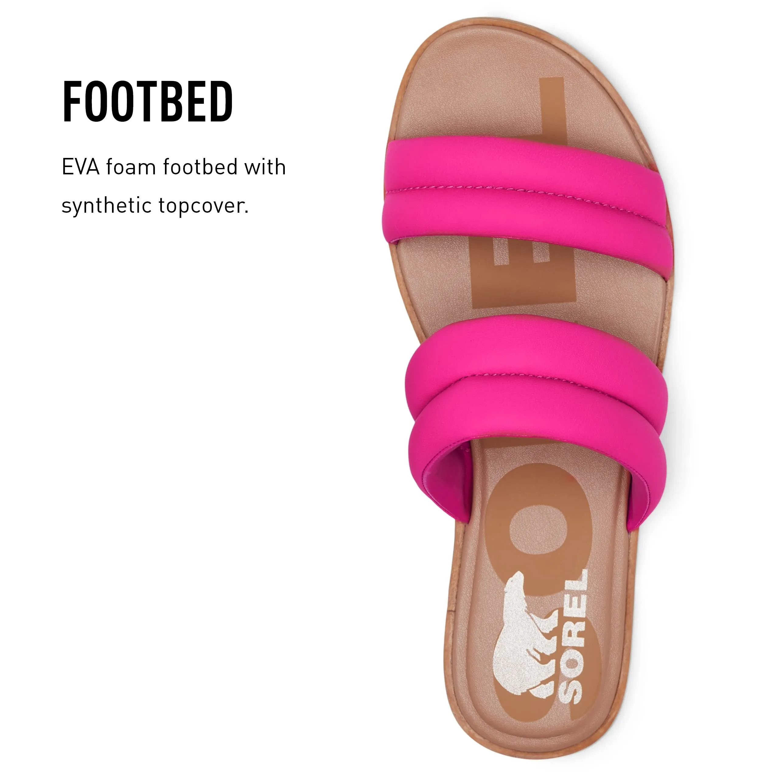 Sorel Women's Ella II Puff Slide Sandal - Fuchsia Fizz, Sea Salt - Size 8