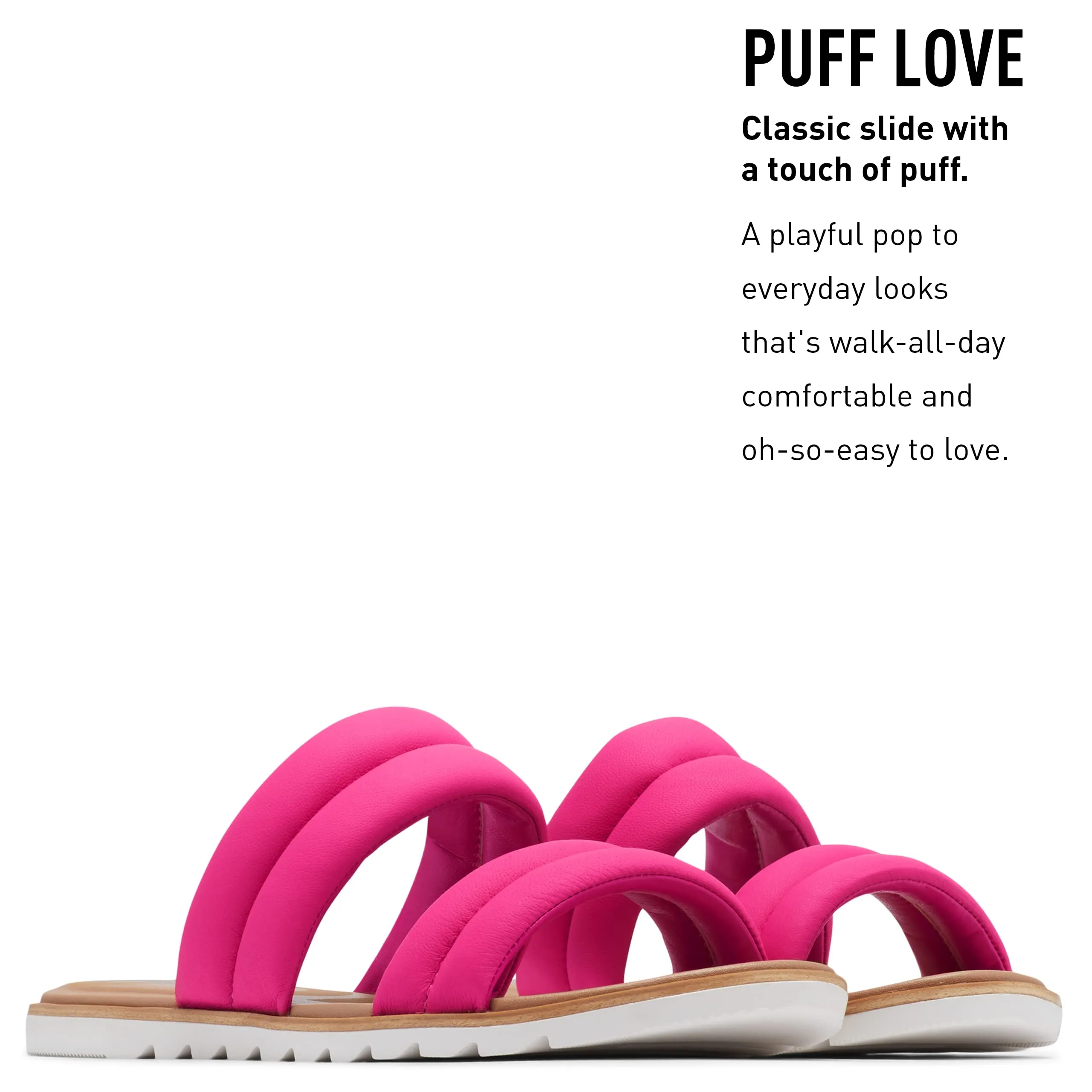 Sorel Women's Ella II Puff Slide Sandal - Fuchsia Fizz, Sea Salt - Size 8