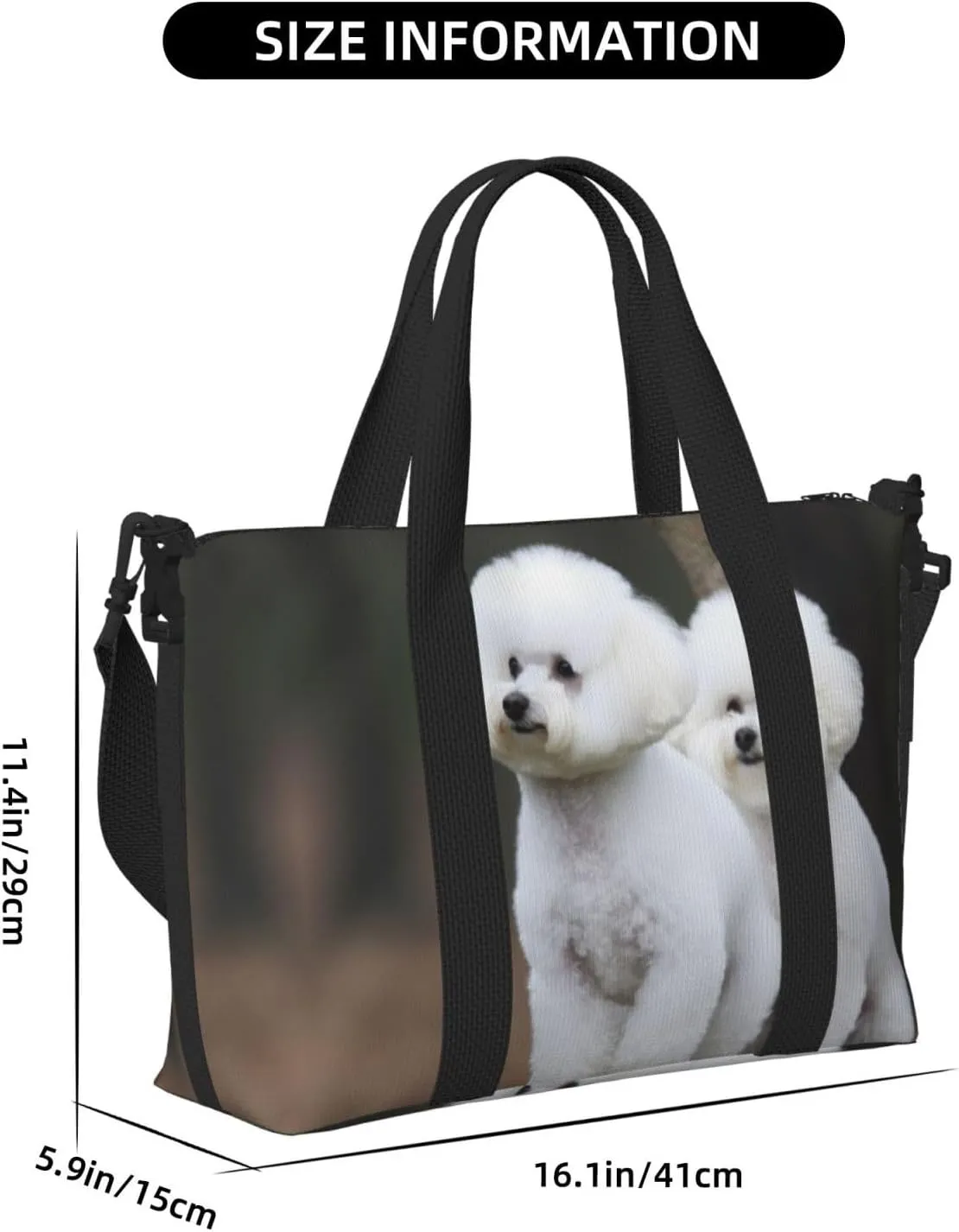 Sports Gym Bag for Women Men Travel Duffel Bag Tote Bichon Frise Weekender Bag Canvas Carry on Overnight Bag for Travel Swimming Fitness Workout Sports Duffle Bag
