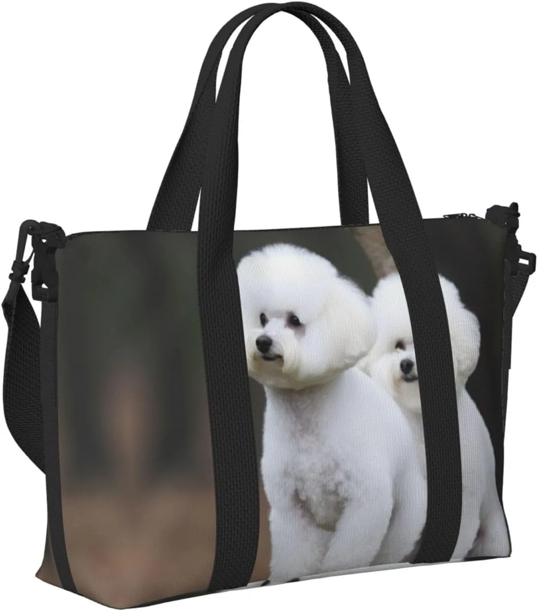 Sports Gym Bag for Women Men Travel Duffel Bag Tote Bichon Frise Weekender Bag Canvas Carry on Overnight Bag for Travel Swimming Fitness Workout Sports Duffle Bag