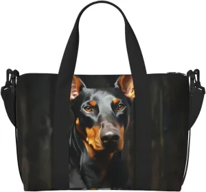 Sports Gym Bag for Women Men Travel Duffel Bag Tote doberman Weekender Bag Canvas Carry on Overnight Bag for Travel Swimming Fitness Workout Sports Duffle Bag