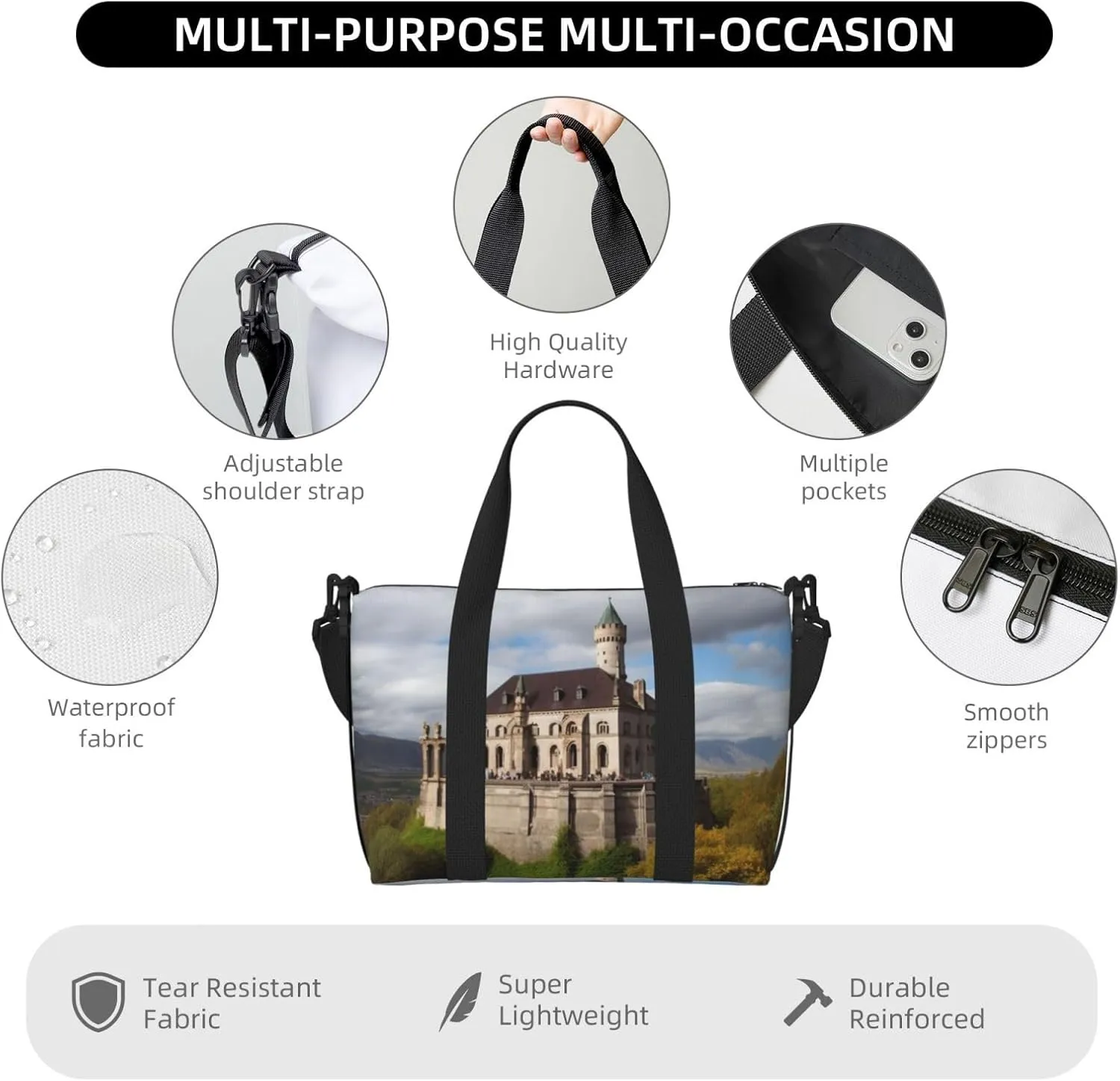 Sports Gym Bag for Women Men Travel Duffel Bag Tote Historical monuments of Armenia Weekender Bag Canvas Carry on Overnight Bag for Travel Swimming Fitness Workout Sports Duffle Bag
