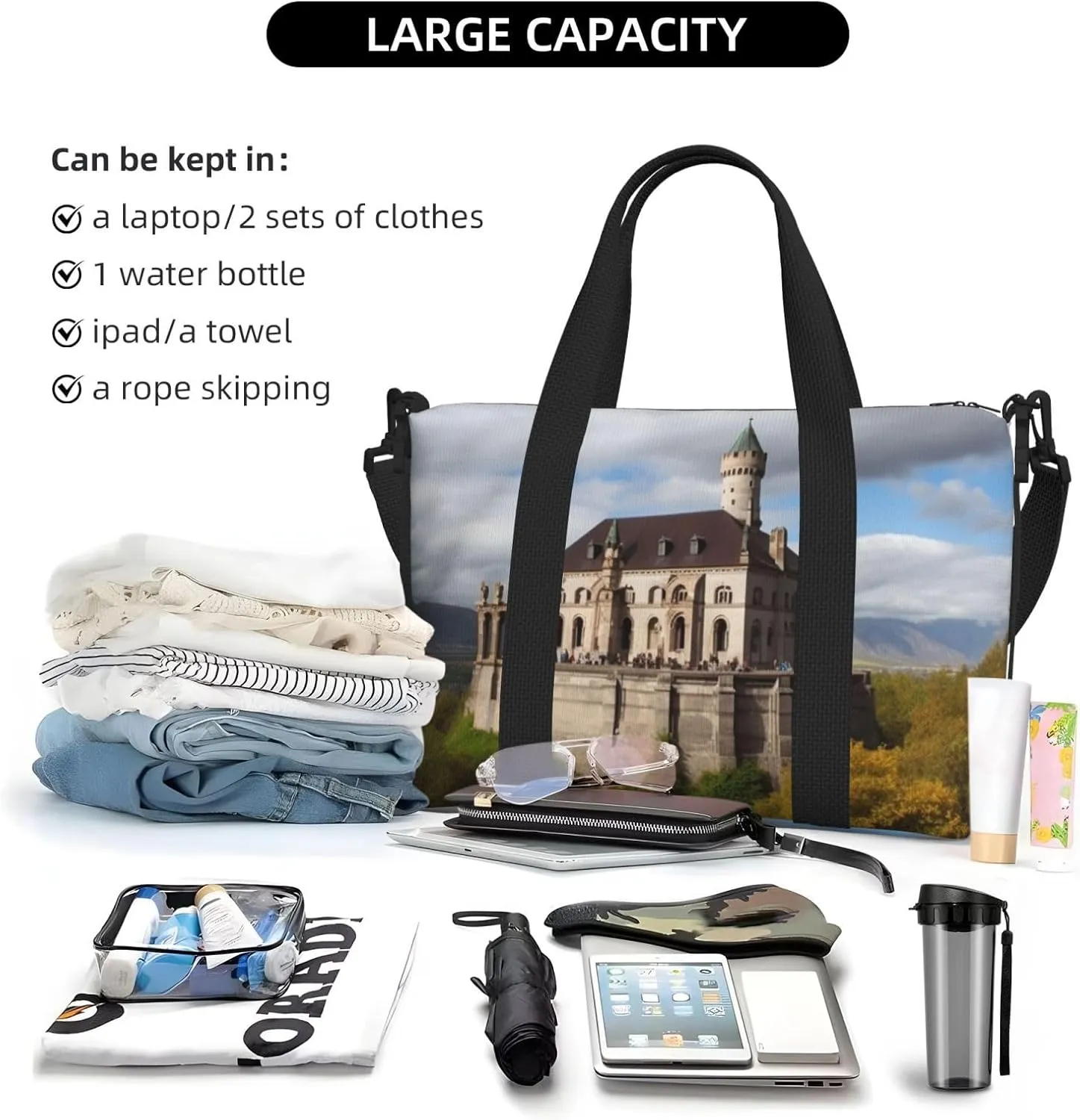 Sports Gym Bag for Women Men Travel Duffel Bag Tote Historical monuments of Armenia Weekender Bag Canvas Carry on Overnight Bag for Travel Swimming Fitness Workout Sports Duffle Bag