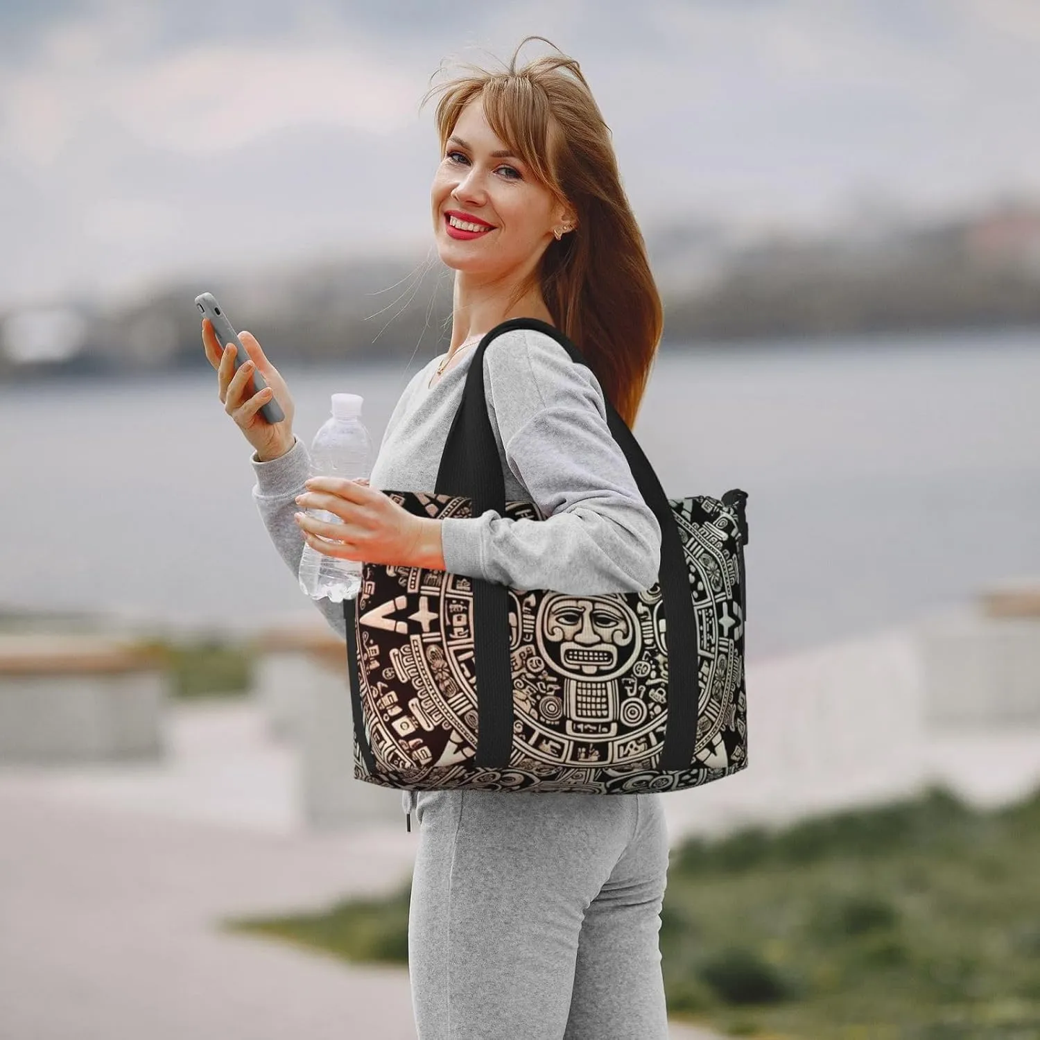 Sports Gym Bag for Women Men Travel Duffel Bag Tote Mayan Calendar End of The World Weekender Bag Canvas Carry on Overnight Bag for Travel Swimming Fitness Workout Sports Duffle Bag