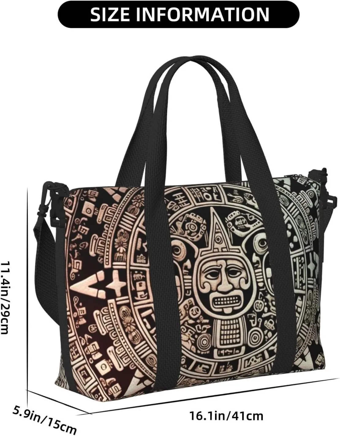 Sports Gym Bag for Women Men Travel Duffel Bag Tote Mayan Calendar End of The World Weekender Bag Canvas Carry on Overnight Bag for Travel Swimming Fitness Workout Sports Duffle Bag