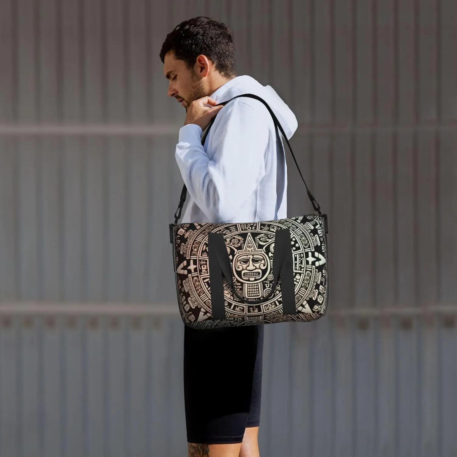 Sports Gym Bag for Women Men Travel Duffel Bag Tote Mayan Calendar End of The World Weekender Bag Canvas Carry on Overnight Bag for Travel Swimming Fitness Workout Sports Duffle Bag