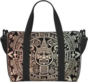 Sports Gym Bag for Women Men Travel Duffel Bag Tote Mayan Calendar End of The World Weekender Bag Canvas Carry on Overnight Bag for Travel Swimming Fitness Workout Sports Duffle Bag