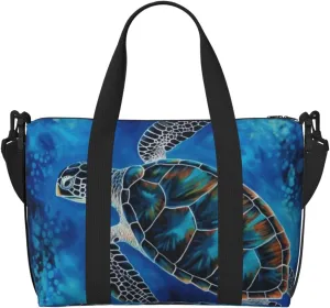 Sports Gym Bag for Women Men Travel Duffel Bag Tote Sea Turtle-Blue Weekender Bag Canvas Carry on Overnight Bag for Travel Swimming Fitness Workout Sports Duffle Bag