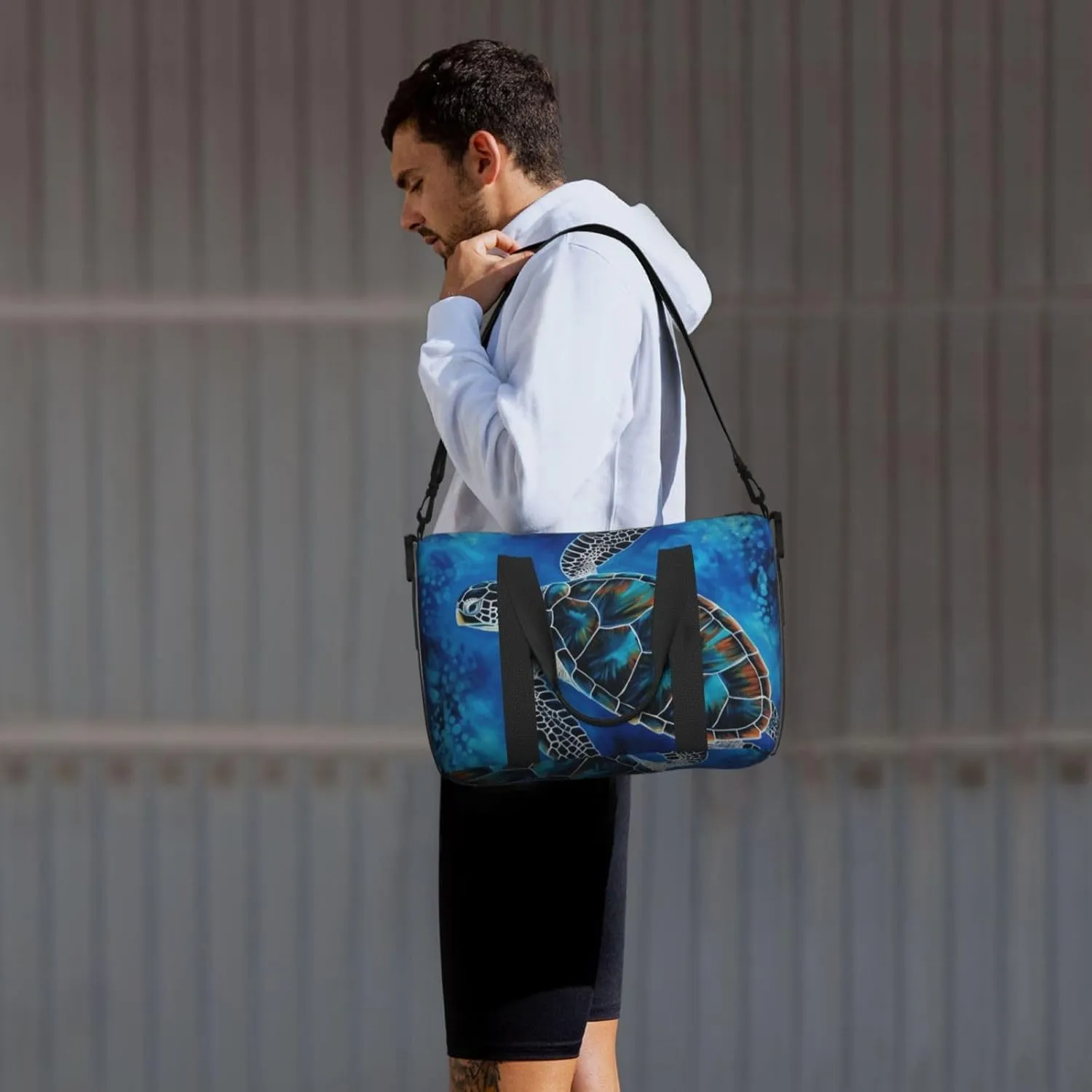 Sports Gym Bag for Women Men Travel Duffel Bag Tote Sea Turtle-Blue Weekender Bag Canvas Carry on Overnight Bag for Travel Swimming Fitness Workout Sports Duffle Bag