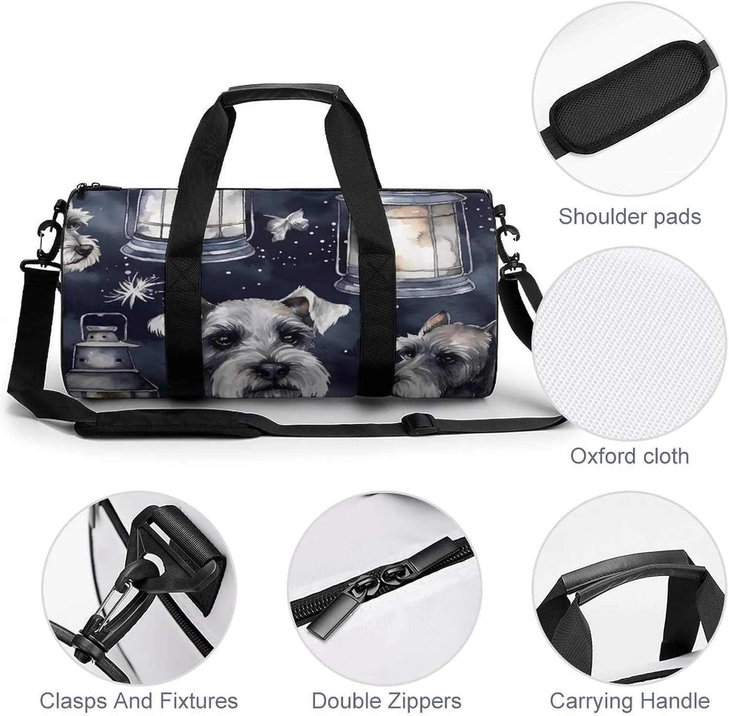 Sports Gym Bag for Women Men Travel Duffel Bag Tote Weekender Bag Dog And Lantern Carry on Overnight Bag for Travel Swimming Fitness Workout Sports Duffle Bag