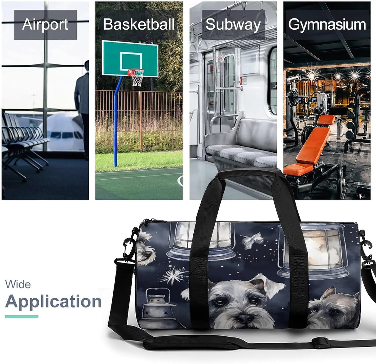 Sports Gym Bag for Women Men Travel Duffel Bag Tote Weekender Bag Dog And Lantern Carry on Overnight Bag for Travel Swimming Fitness Workout Sports Duffle Bag