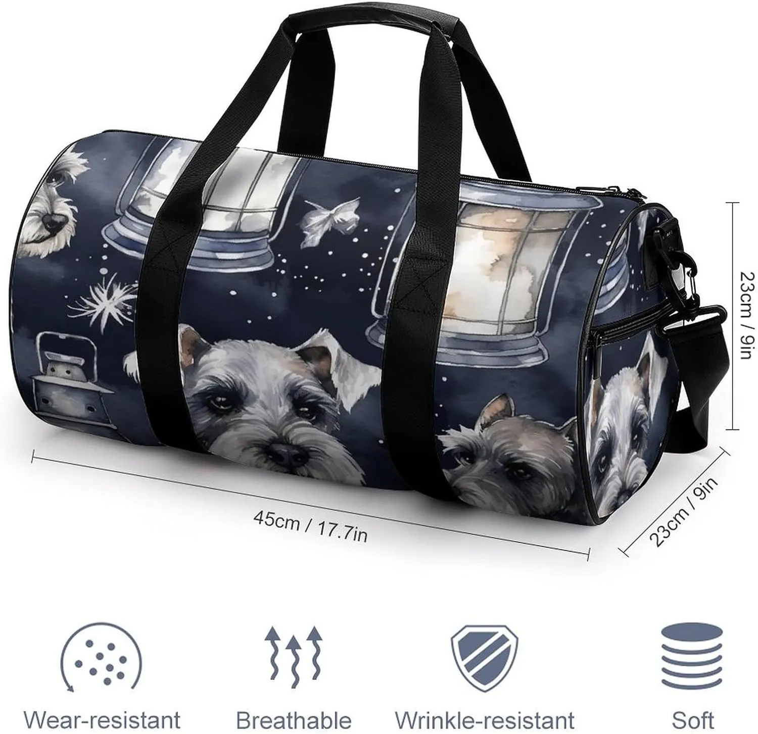 Sports Gym Bag for Women Men Travel Duffel Bag Tote Weekender Bag Dog And Lantern Carry on Overnight Bag for Travel Swimming Fitness Workout Sports Duffle Bag
