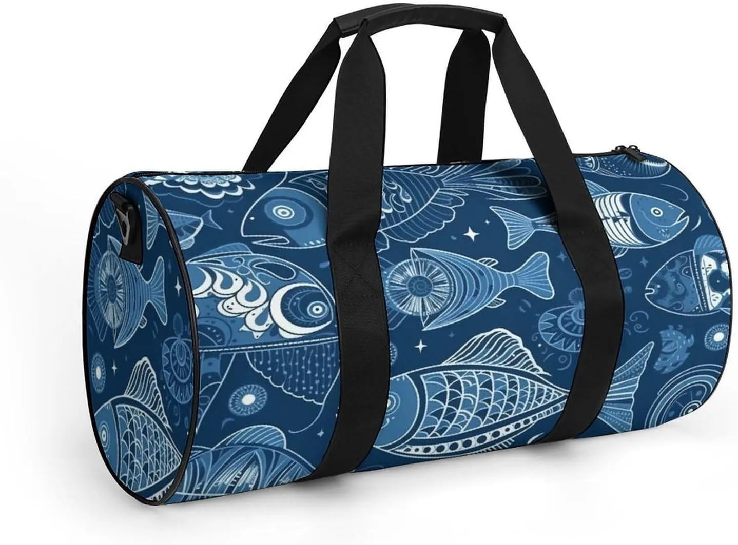 Sports Gym Bag for Women Men Travel Duffel Bag Tote Weekender Bag Fish And Shells Carry on Overnight Bag for Travel Swimming Fitness Workout Sports Duffle Bag