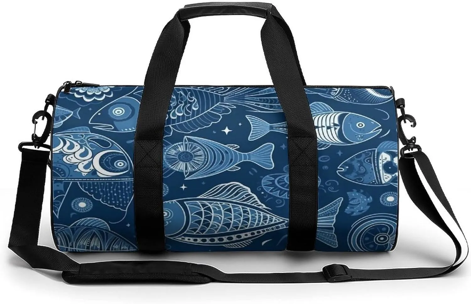 Sports Gym Bag for Women Men Travel Duffel Bag Tote Weekender Bag Fish And Shells Carry on Overnight Bag for Travel Swimming Fitness Workout Sports Duffle Bag